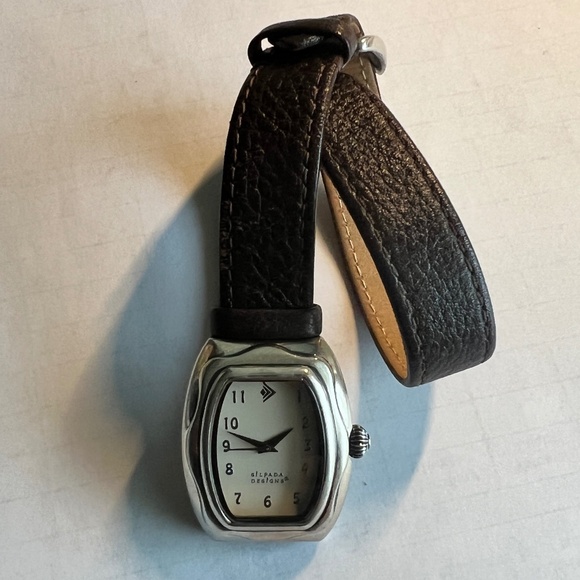 Silpada Leather and Silver Wrap Watch T1896 - Picture 1 of 6